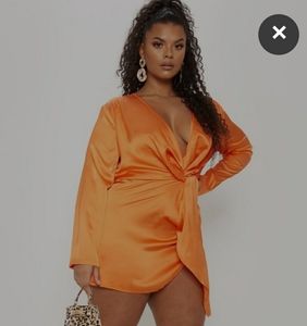 Orange Mini Wrap Dress